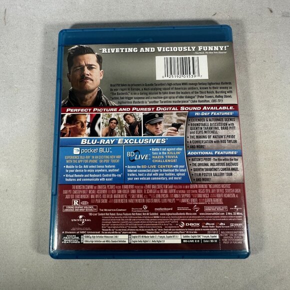 Inglourious Basterds Special Edition Brad Pitt R Universal Pictures Blu Ray - Picture 2 of 4